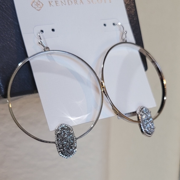 3 NWT Kendra Scott Platinum Drusy Silver Jewelry Pieces Kendra Scott Set Sparkly - Picture 8 of 10